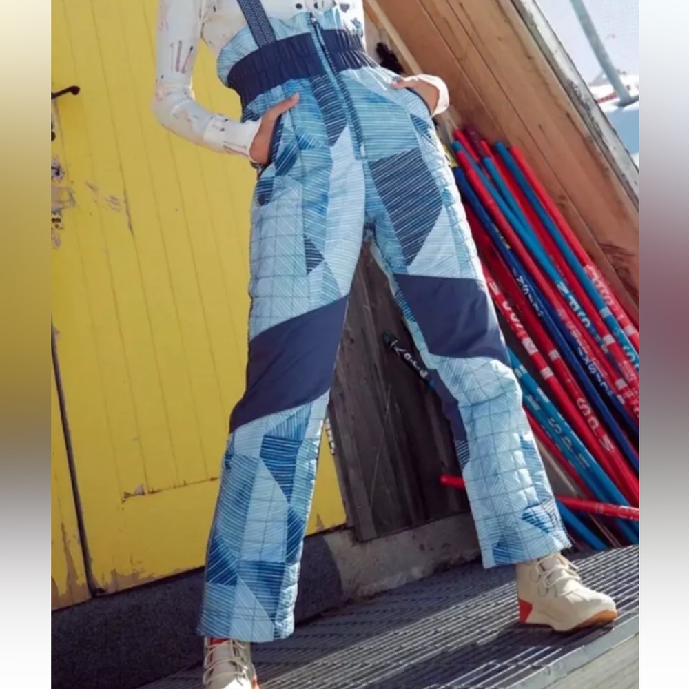 FREE PEOPLE MOVEMENT Printed All Prepped Ski Bib Overalls Small